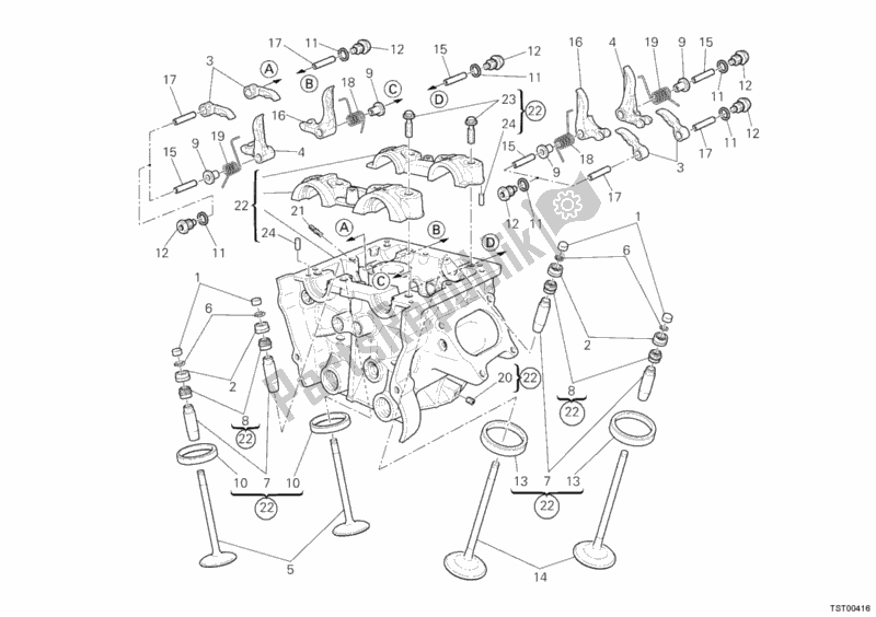 Tutte le parti per il Testata Verticale del Ducati Streetfighter USA 1100 2010